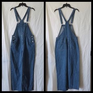 Women's Blue Denim Straight-Leg Overalls Jumpsuit